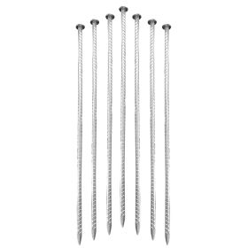8PC 12inch Strong Fixation, Threaded Steel Ground Screws. Versatile for Pipe and Tent Fixing. Durable and Windproof.